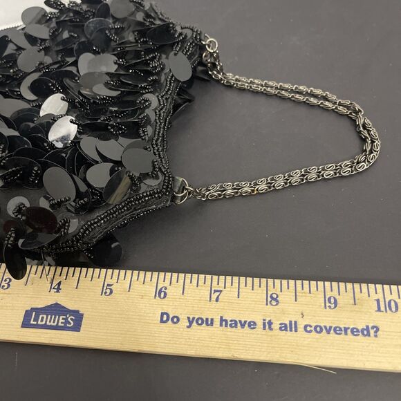 Vintage Page D. Black Beaded Evening Mini Purse Bag Clutched Victorian - Picture 6 of 6